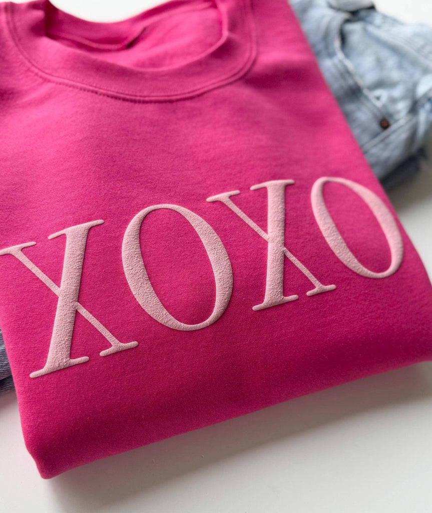 Pink Embossed Puff XOXO Sweatshirt