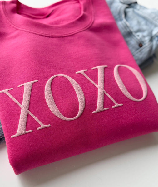Pink Embossed Puff XOXO Sweatshirt
