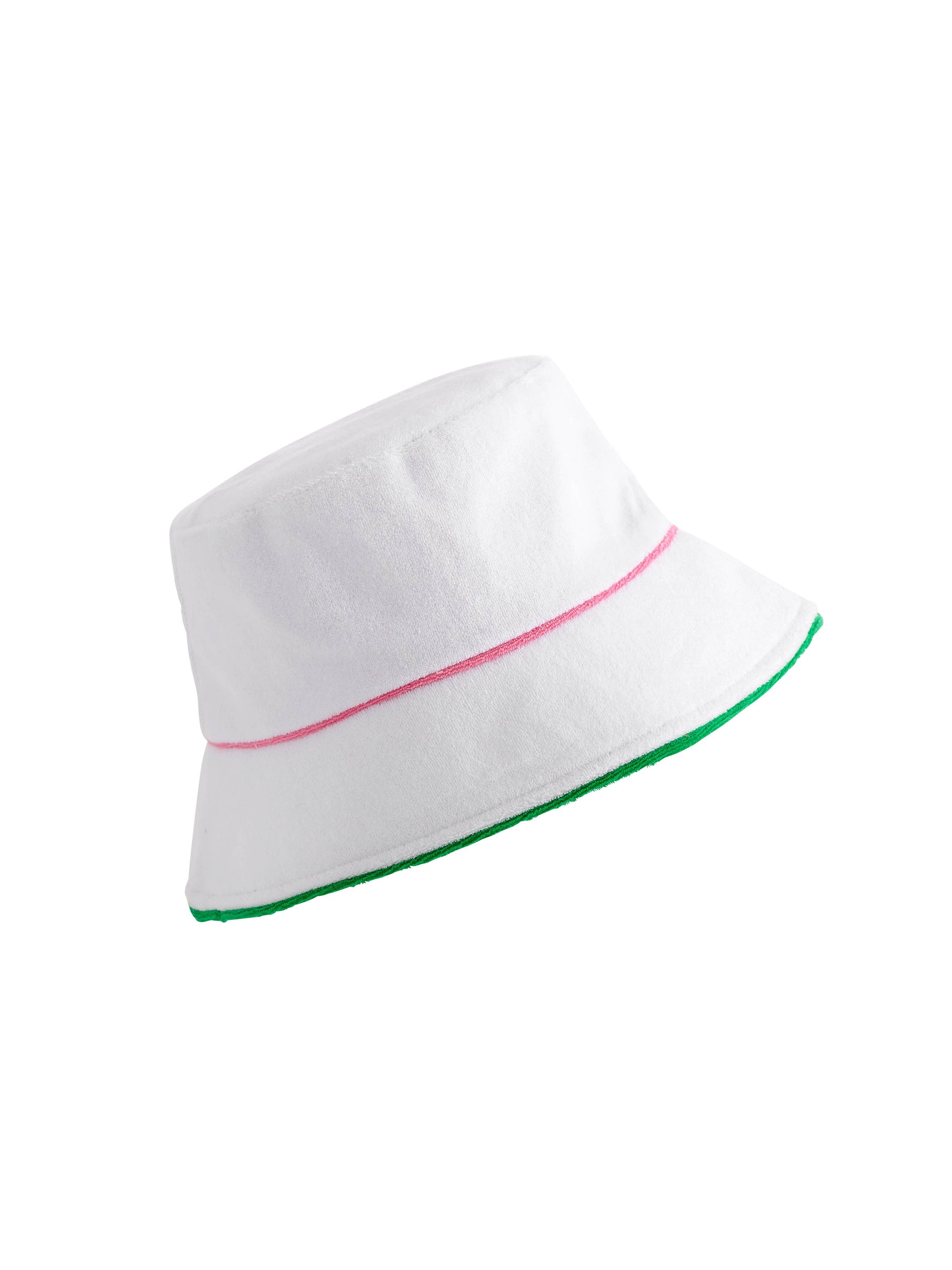 White Cabana Bucket Hat with Pink/Green Trim