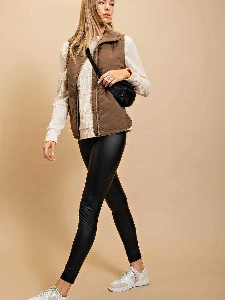 Olive & Leaf Mocha Waterproof Puff Vest