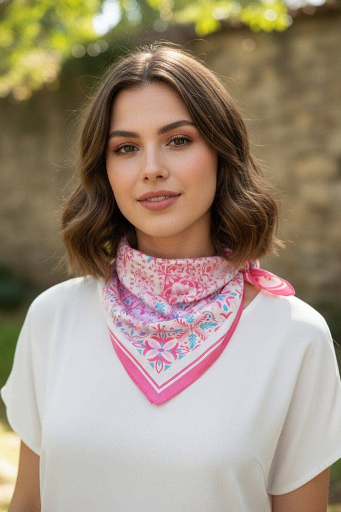 Garden Tile Mosaic Print Bandana Scarf
