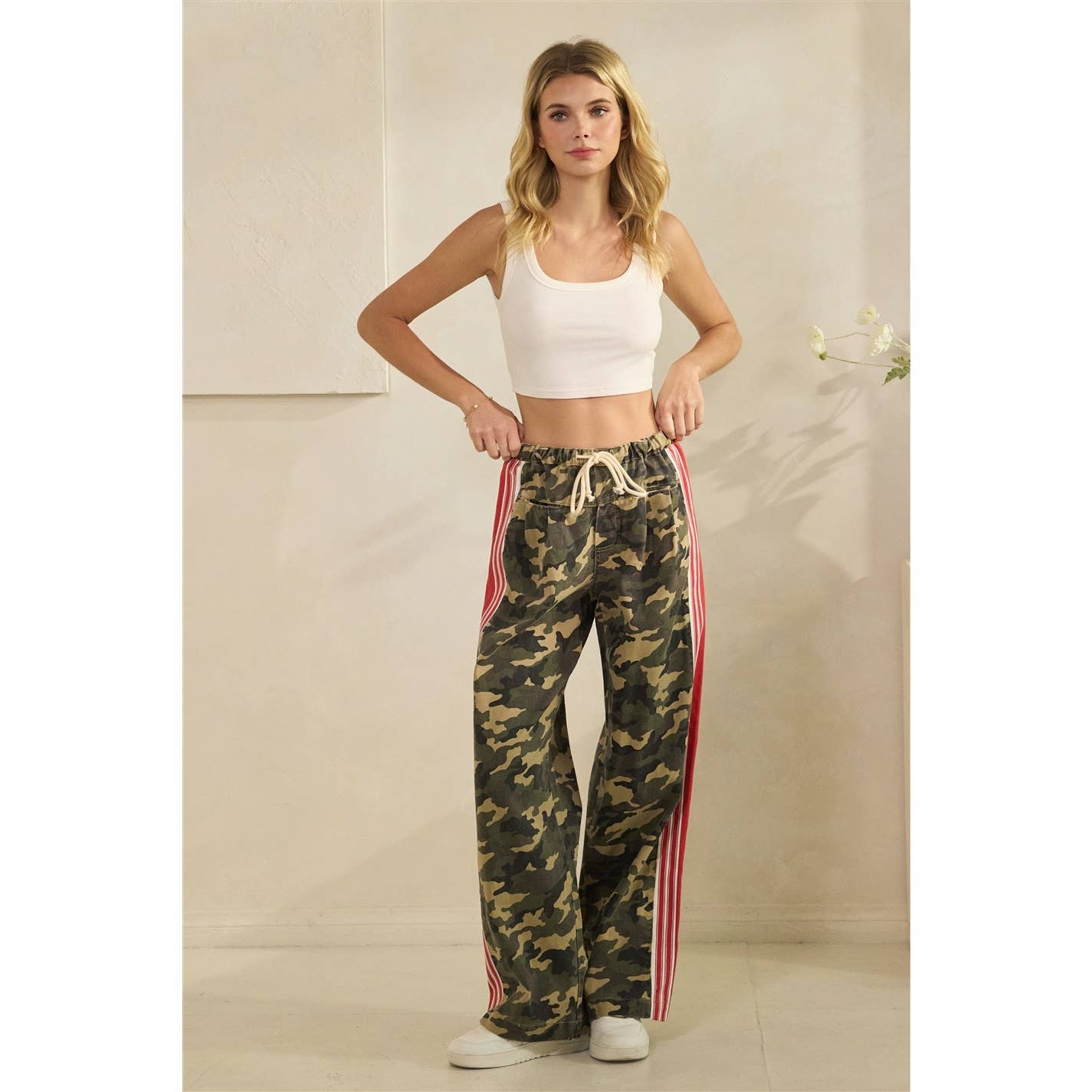 Camo Sport Striped Wide Leg Lounge Pants