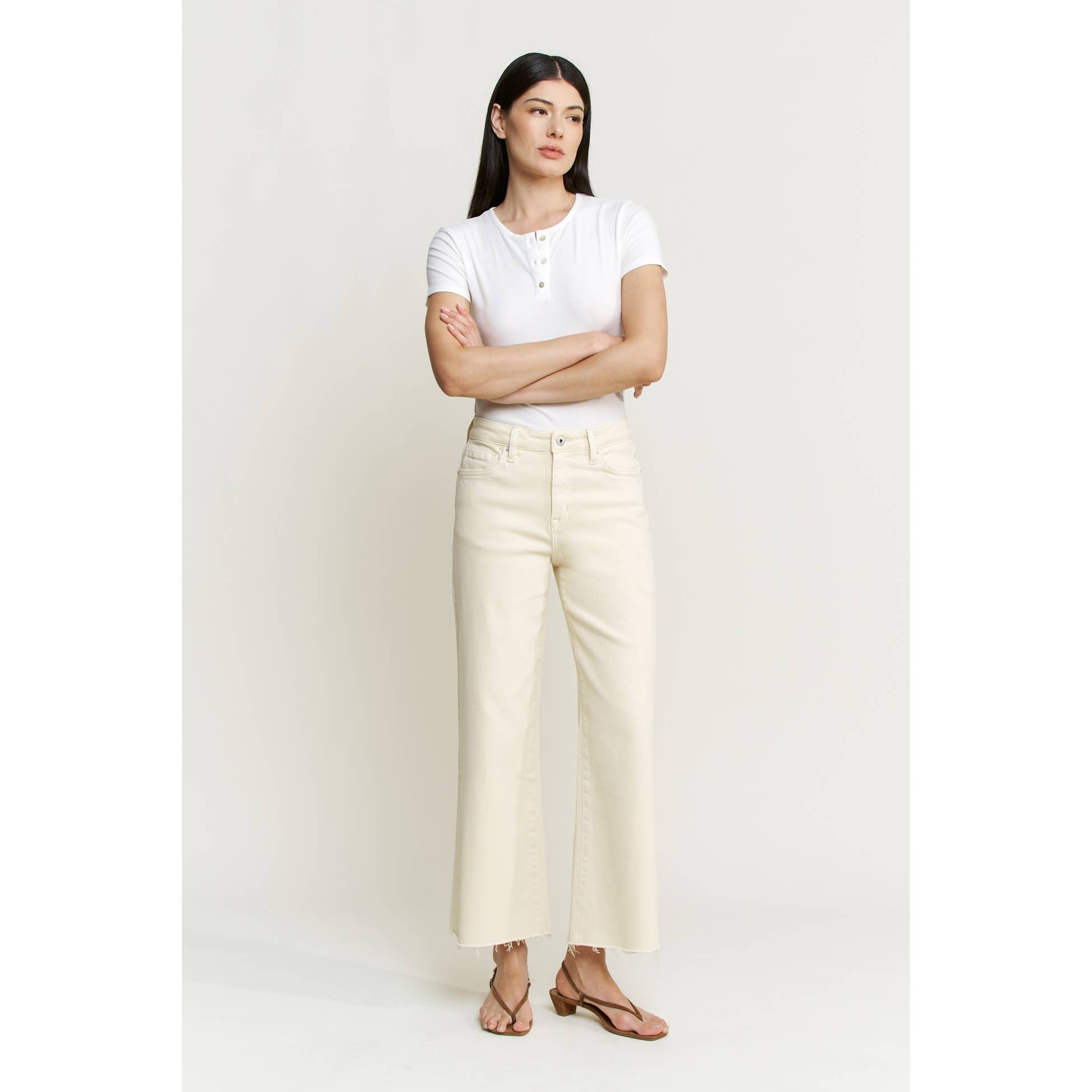 Sandwisp High Wide Crop RawHem Jeans