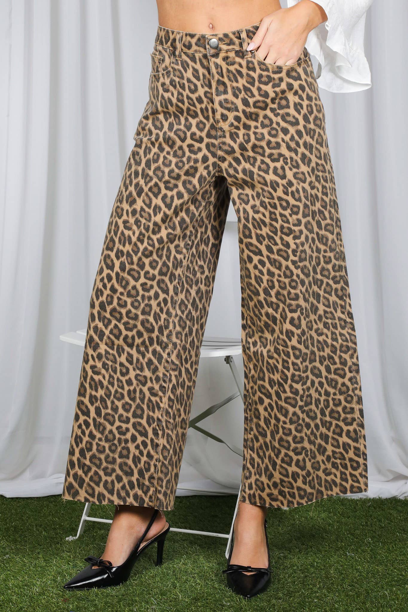 Brown Leopard Print Cropped Stretch Jeans