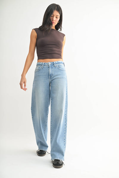 Light Denim Low Slung Vintage Straight Jeans