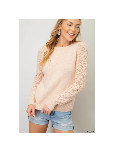 Kori Blush Detailed Sleeve Sweater