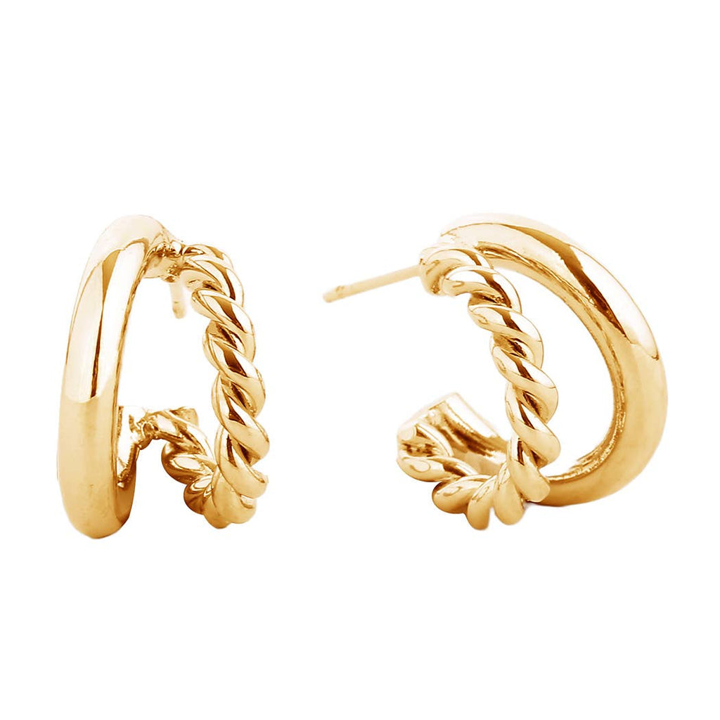 Twist &  Double Hoop Post Earring