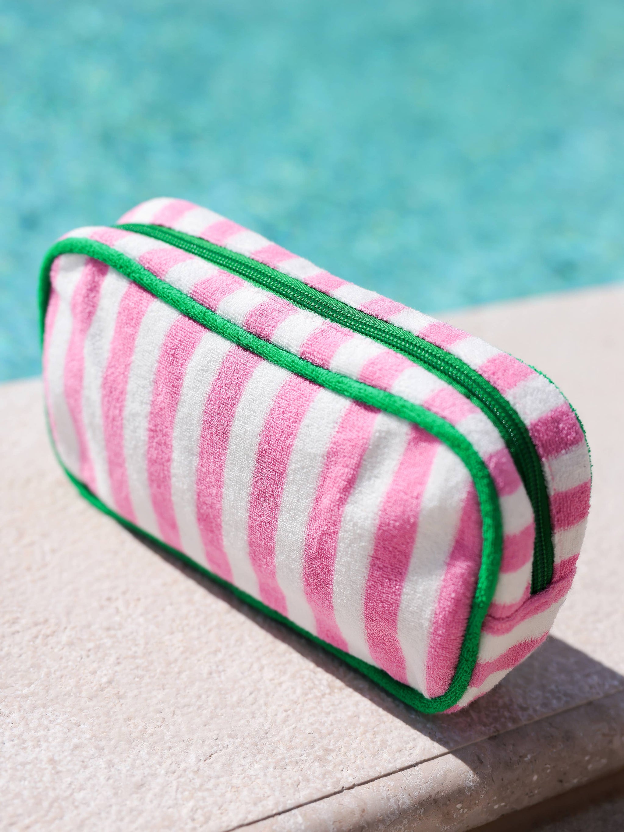 Cabana Stripe Terry Zip Pouch