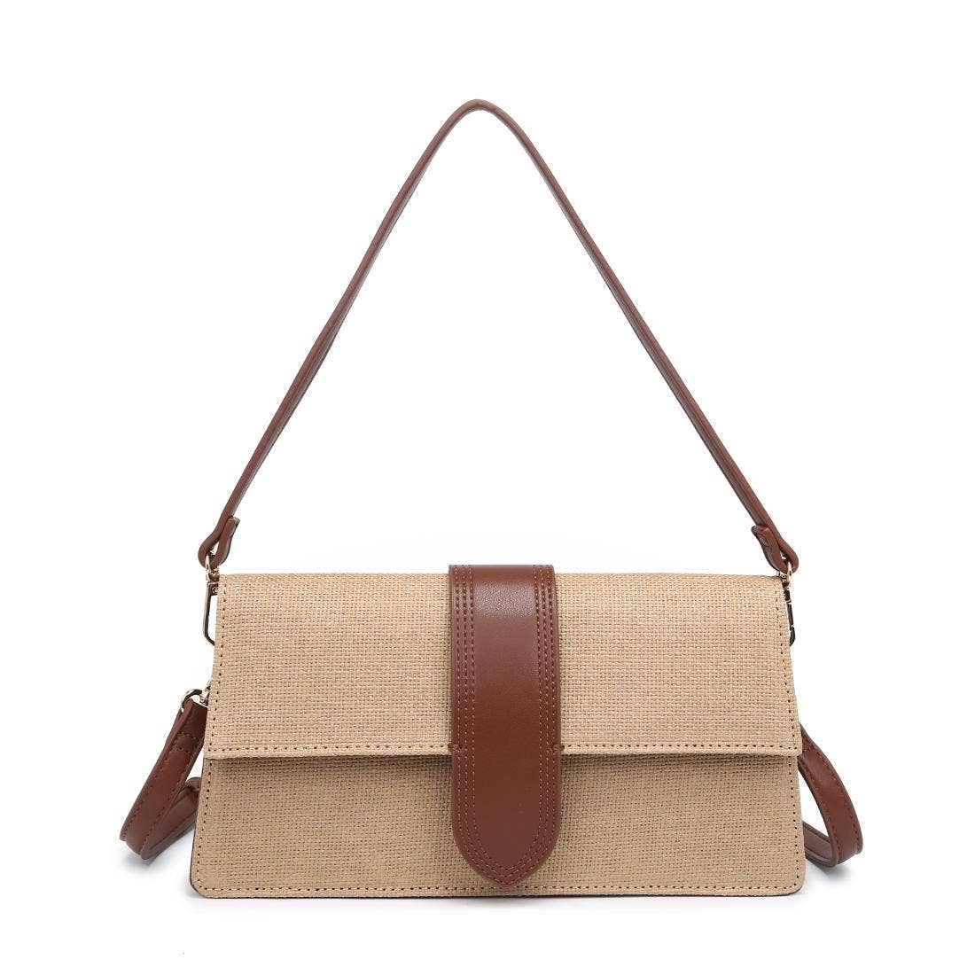 Straw Vegan Leather Crossbody Purse
