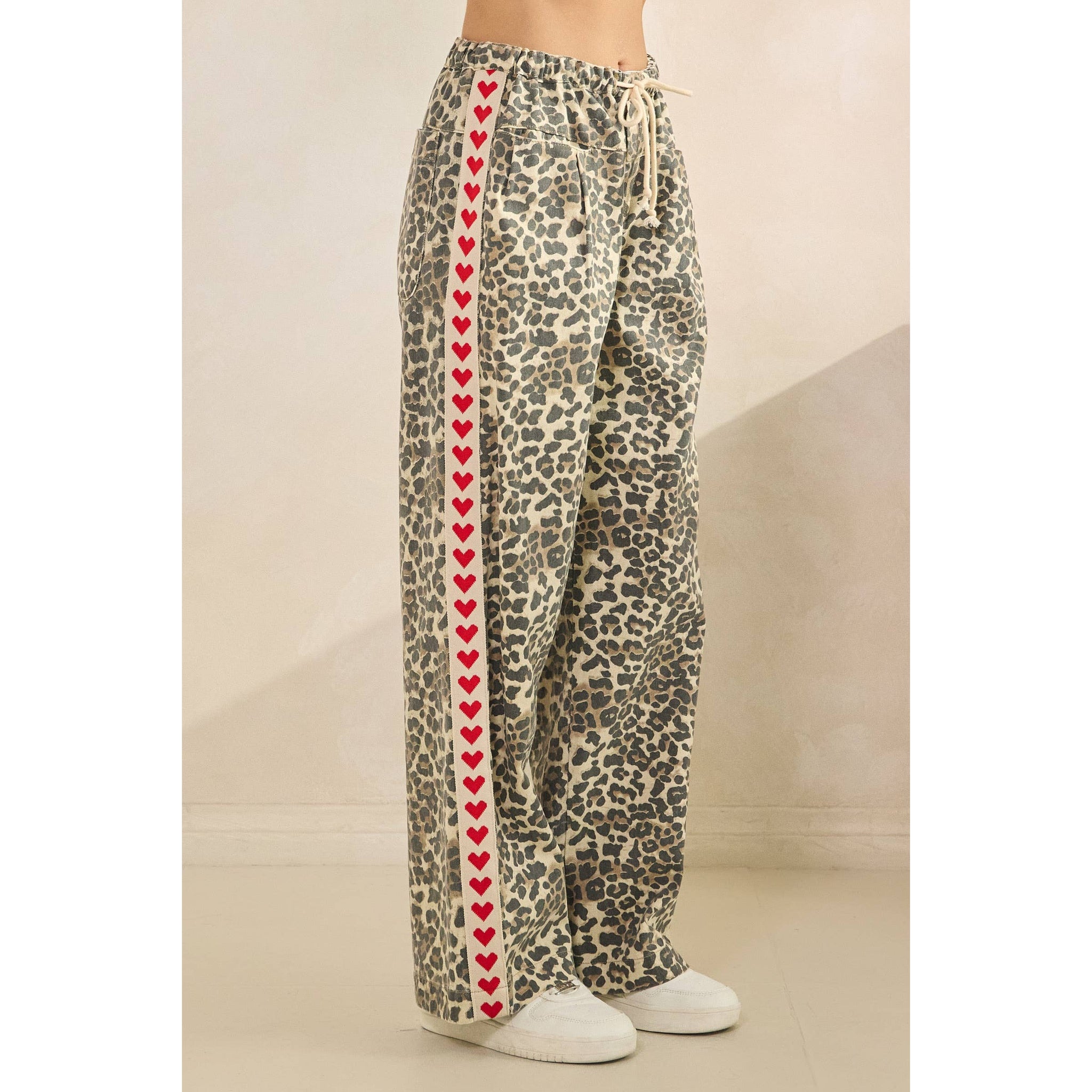 Leopard Striped Wide-Leg Pants