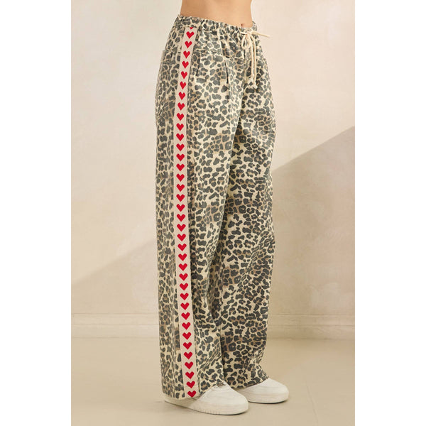 Leopard Striped Wide-Leg Pants