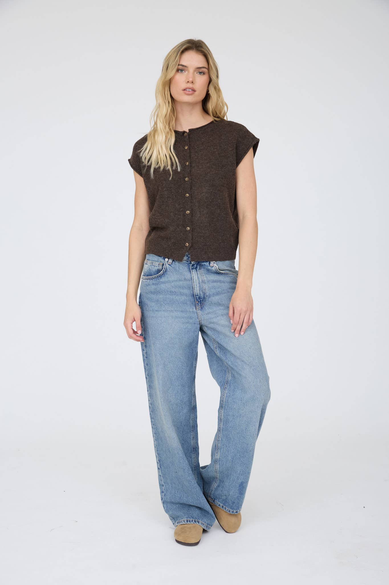 Button-Front Knit Vest