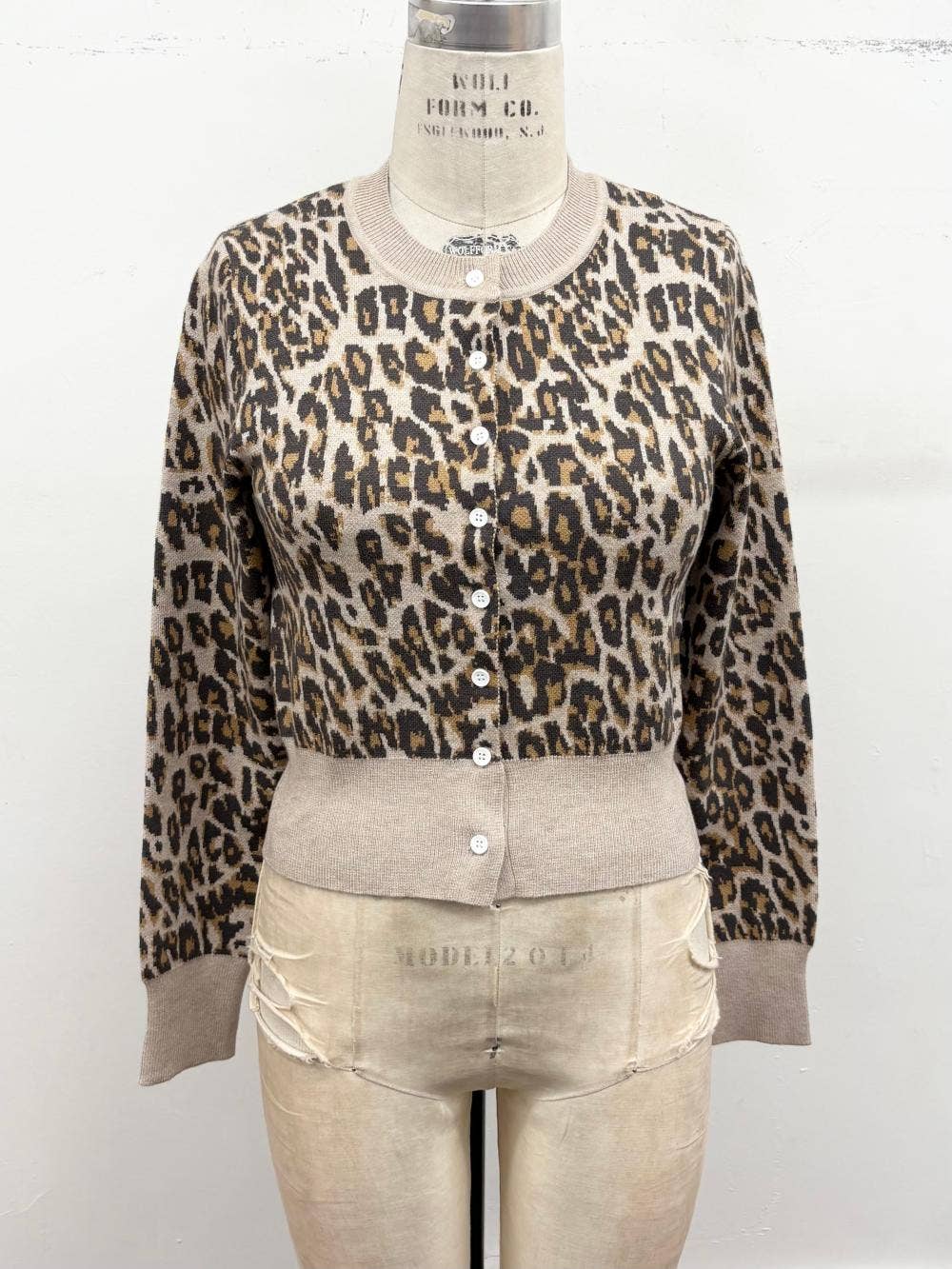 Leopard Print Button-Front Knit Cardigan