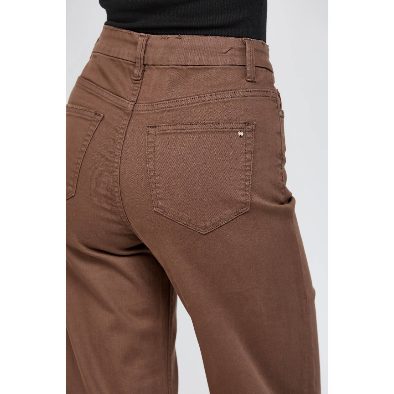 Brown Stretch Super Hight Rise Wide Leg Jeans