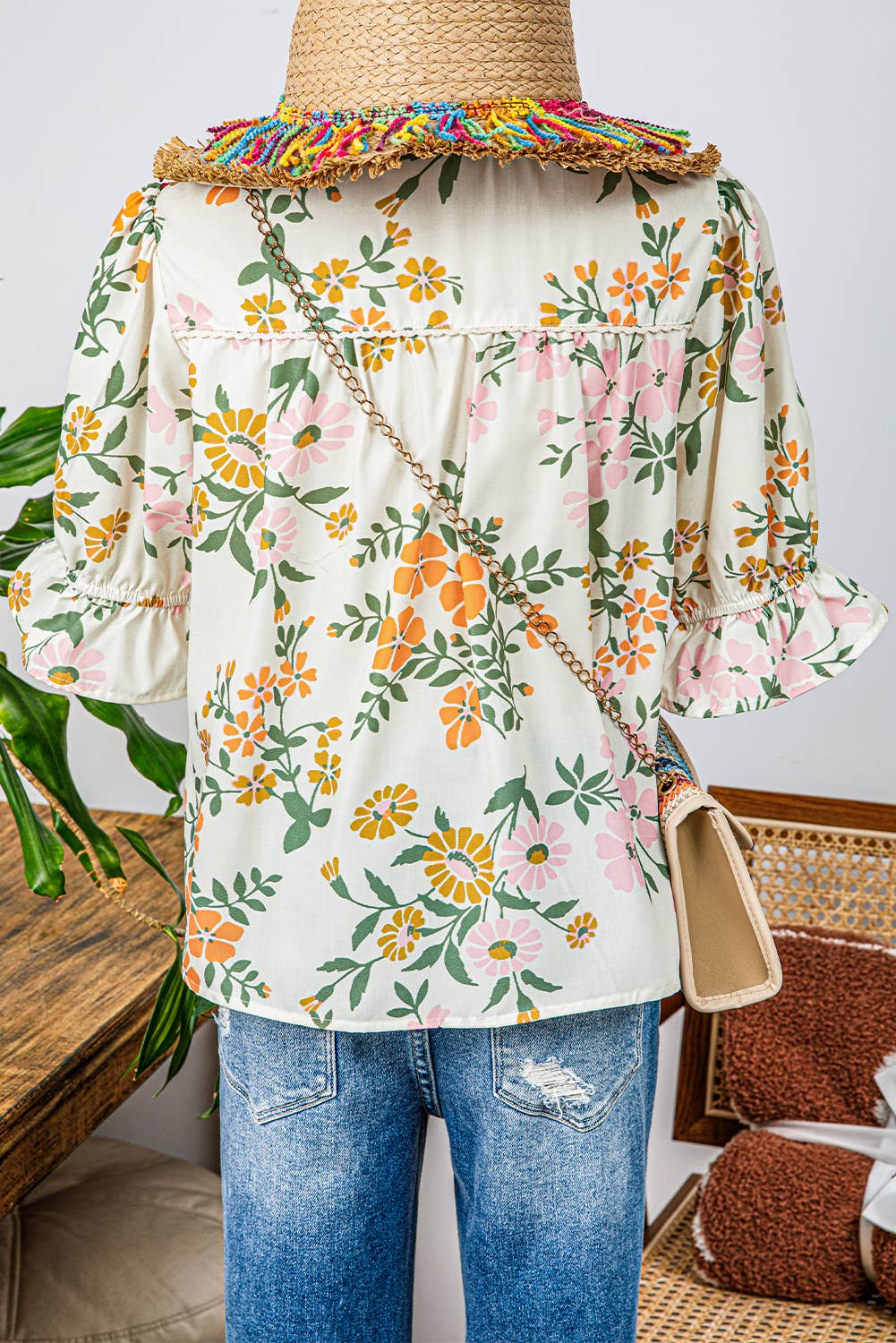 Boho Crocheted Floral Blouse