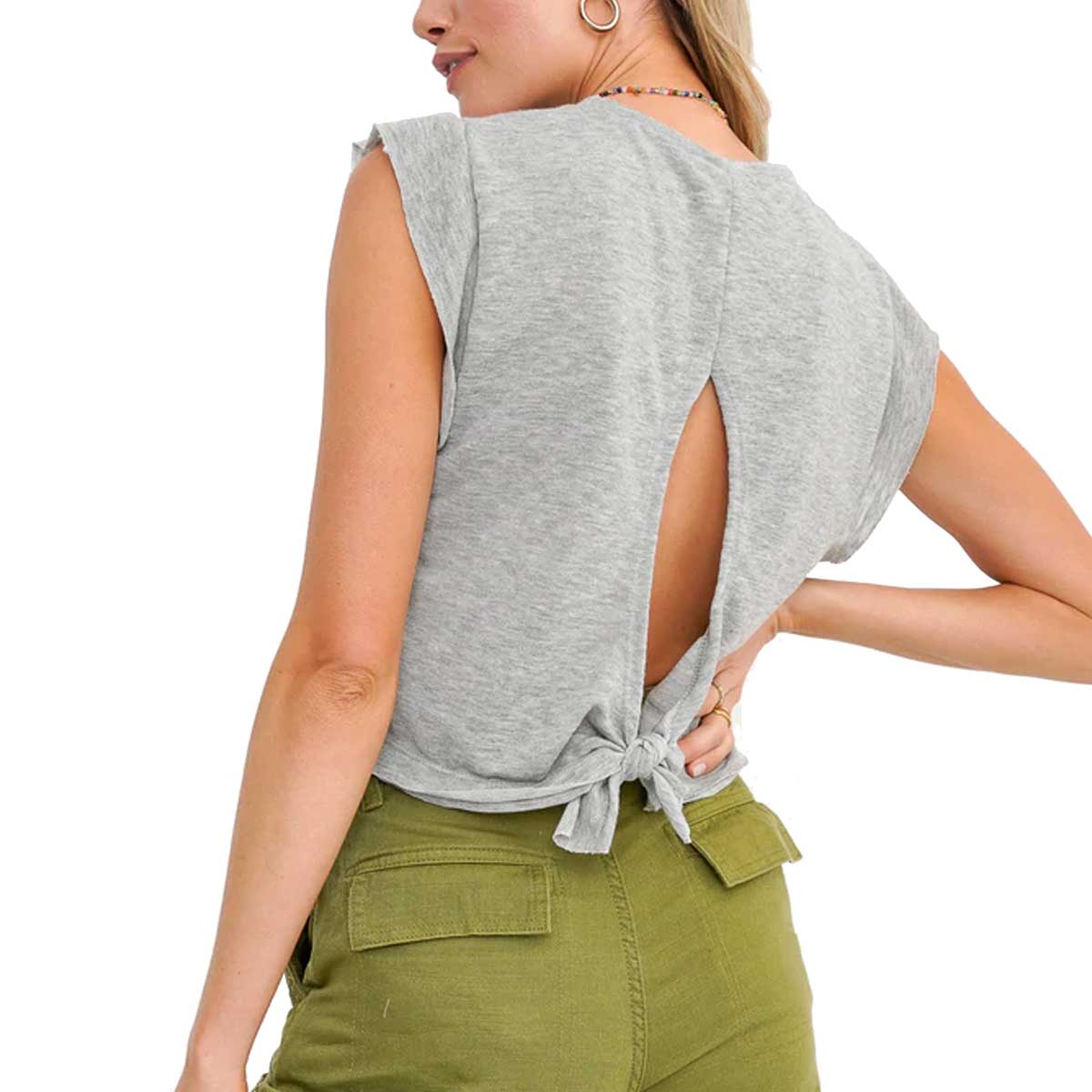 Project Social T Heather Grey Lead On Tie Back Top