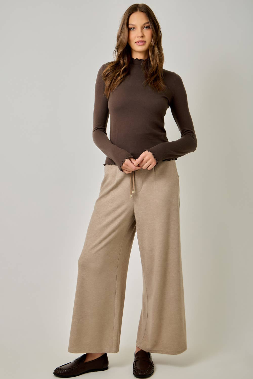 Lettuce Edge Mock Neck Sweater Top