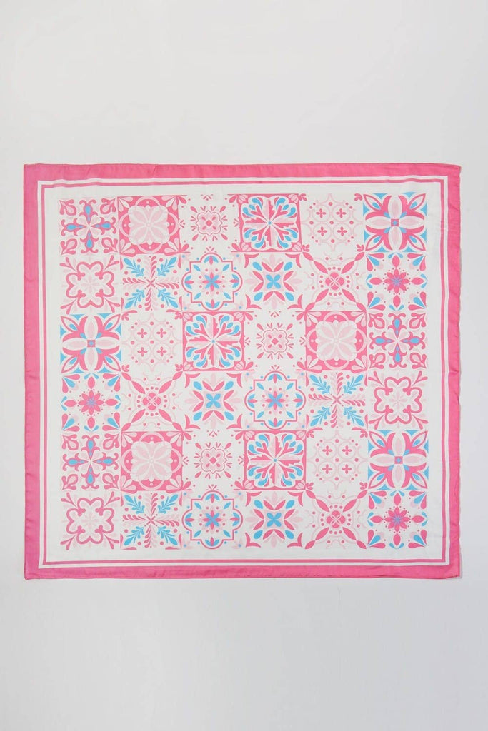 Garden Tile Mosaic Print Bandana Scarf