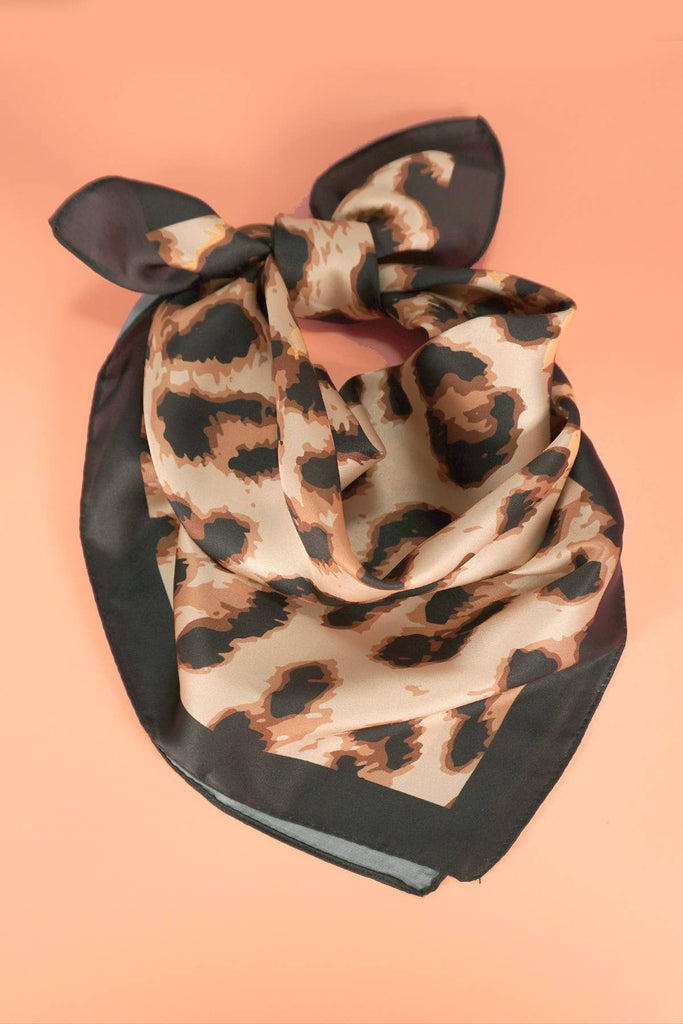 Animal Leopard Print Silky Bandana Scarf