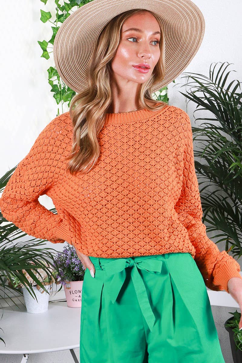 Round Neck Crochet Sweater