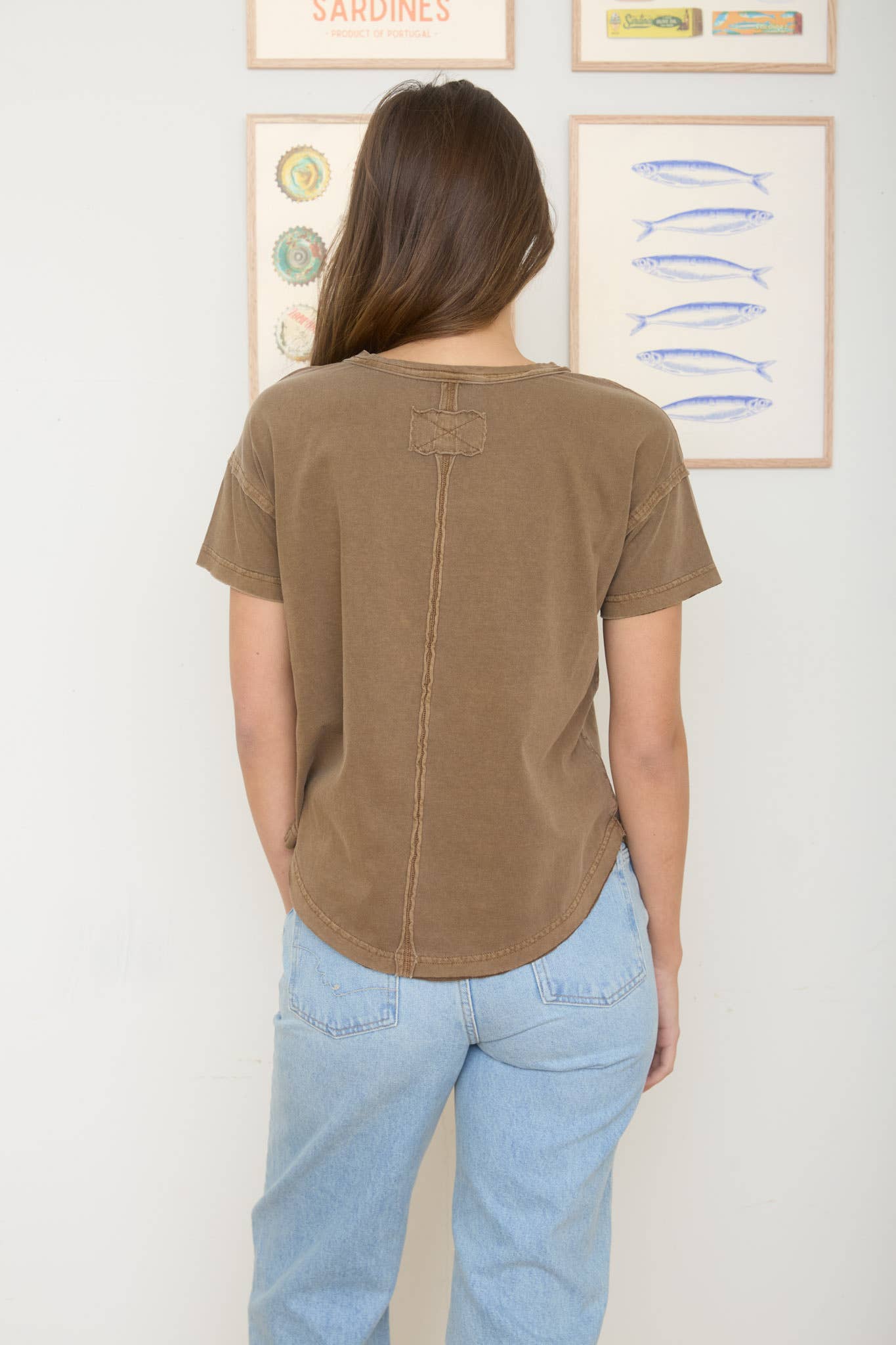 Exposed Seam Short Sleeve Knit Top
