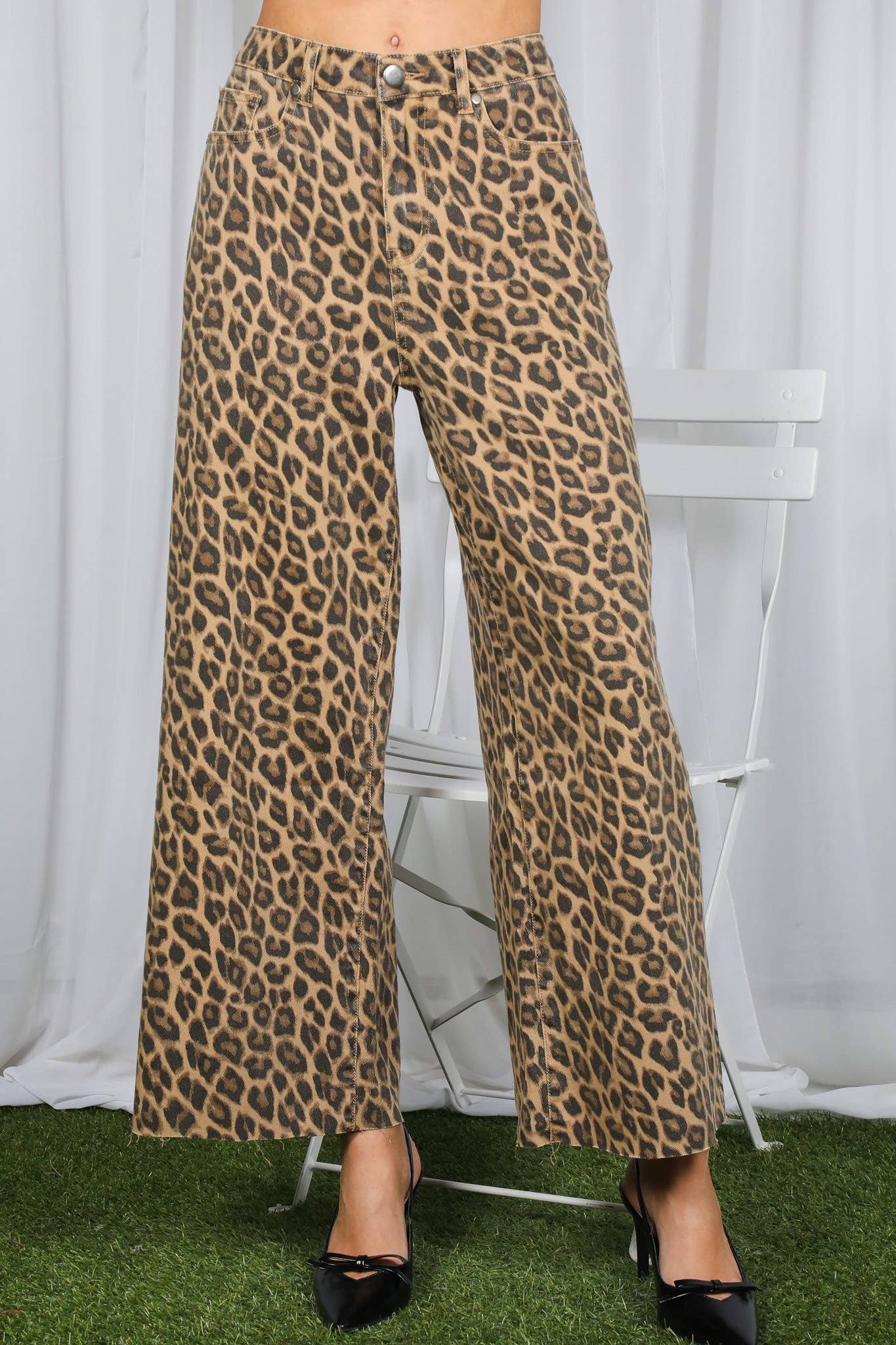 Brown Leopard Print Cropped Stretch Jeans