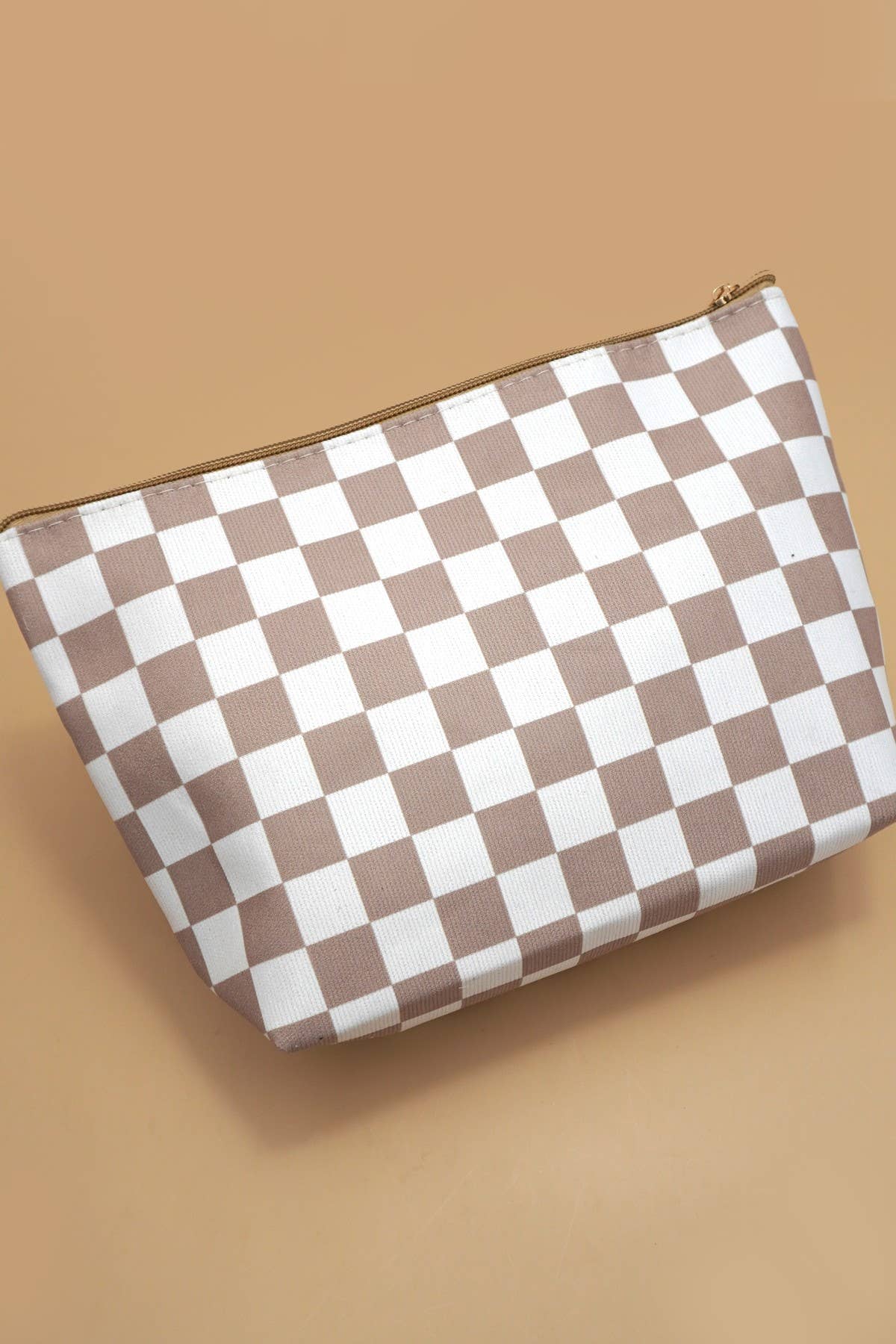 Large Checkered Cosmetic Makeup Bag