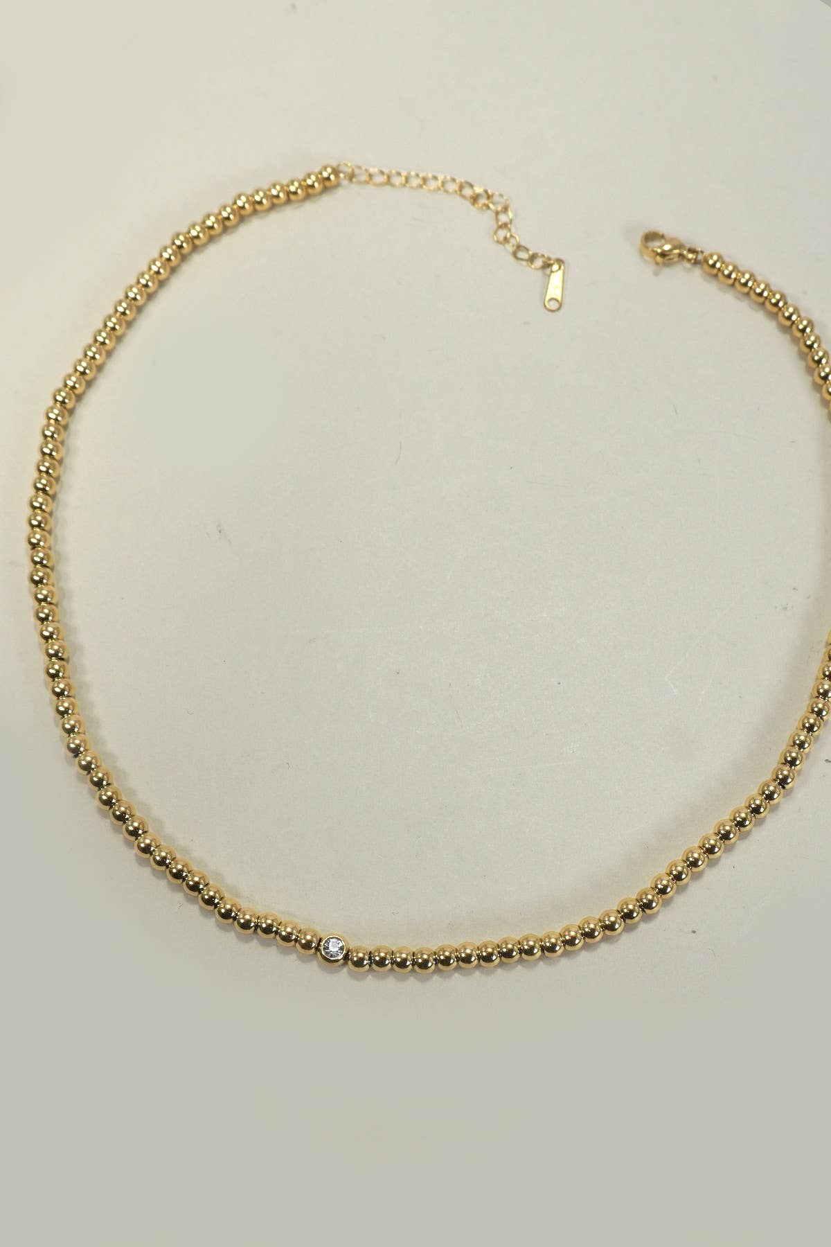 18K Gold Rhinestone Bubble Beaded Necklace