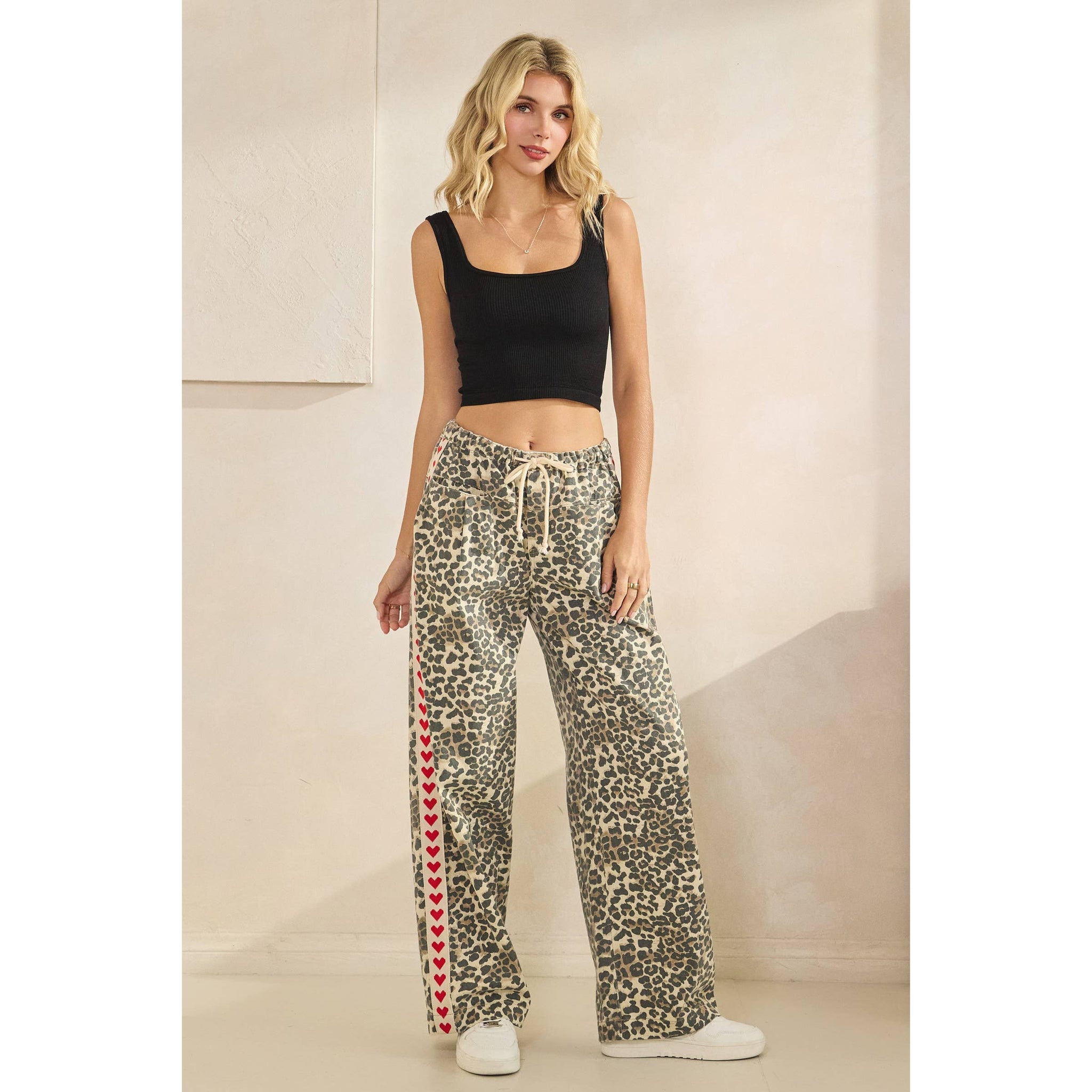 Leopard Striped Wide-Leg Pants