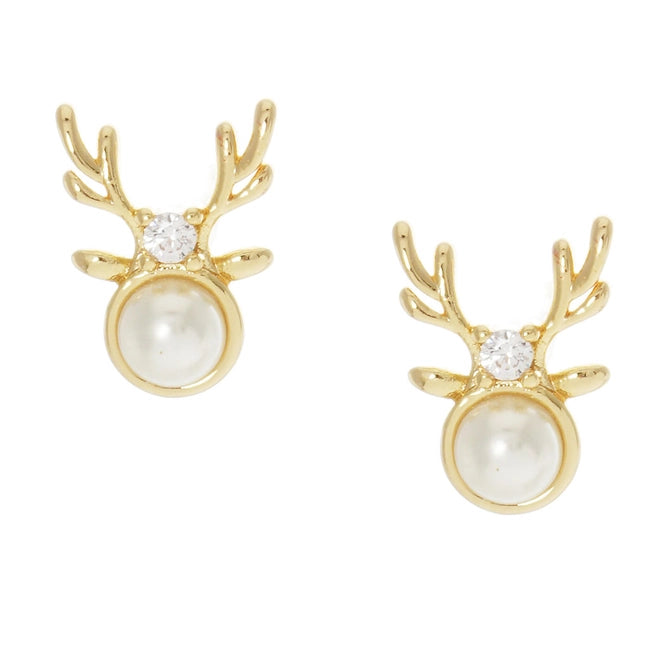 Reindeer Pearl Post Earrings