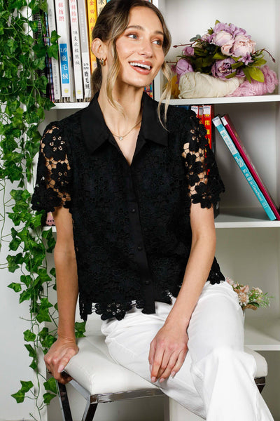 Black Eyelet Lace Blouse