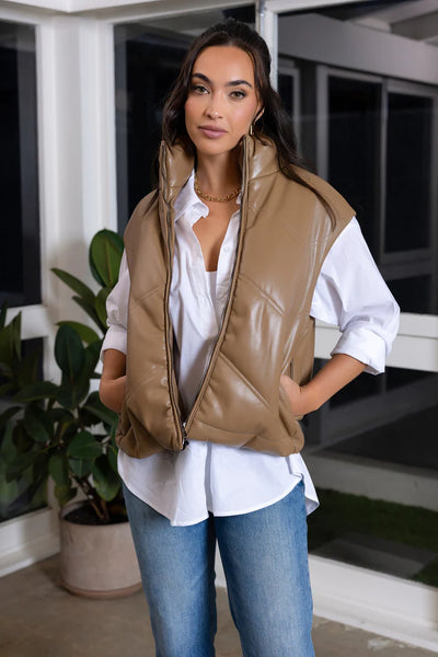 Bishop & Young Camel Madison Quilted Vest