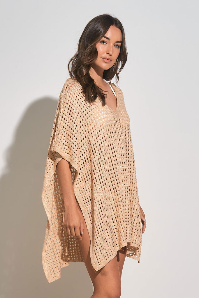 Elan Natural V-Neck Hoodie Coverup