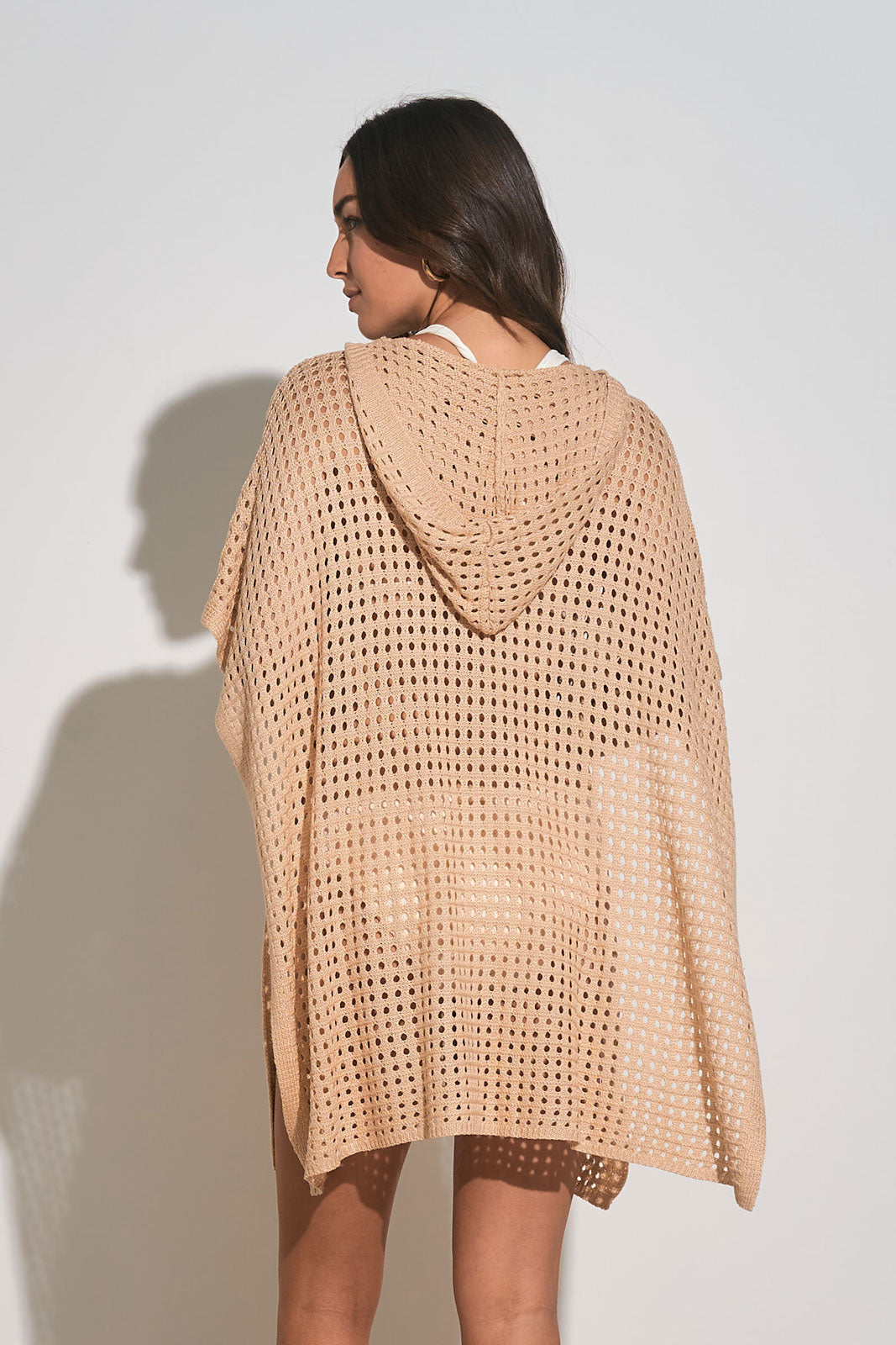 Elan Natural V-Neck Hoodie Coverup