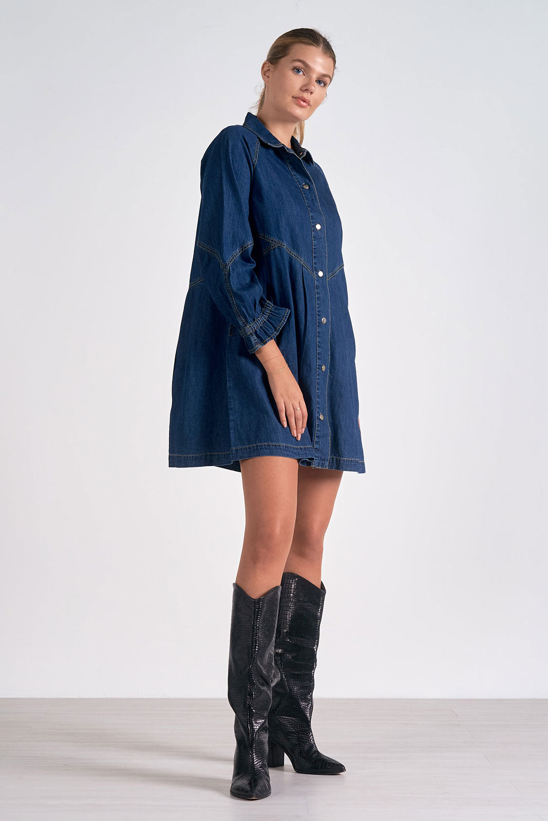 Dark Blue Denim Boho Dress at Maria Vincent Boutique Dark Blue Denim Boho Dress at Maria Vincent Boutique