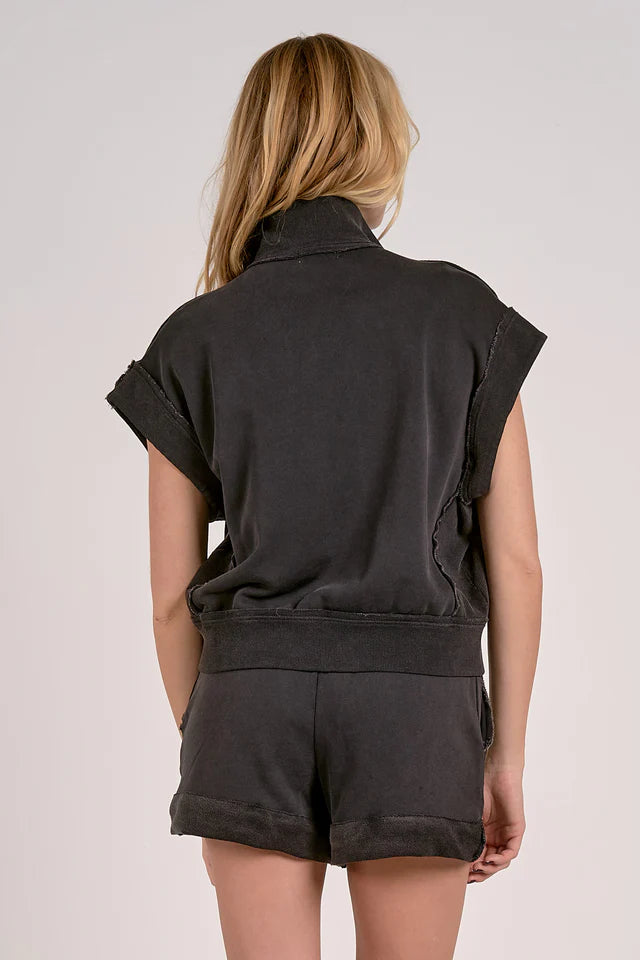 Jet Black Zip Up Vest