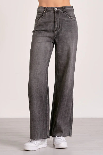 Black Wash High Waisted Wide Leg Jeans