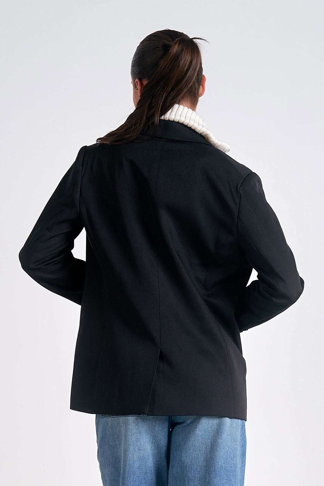Black Blazer with Ivory Sweater Insert