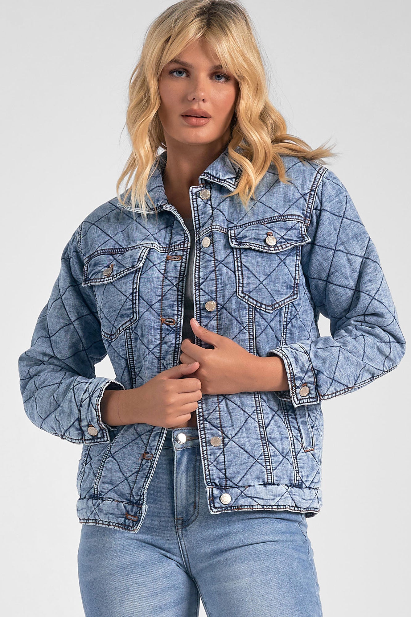 Elan Denim Quilted Jean Jacket at Maria Vincent Boutique