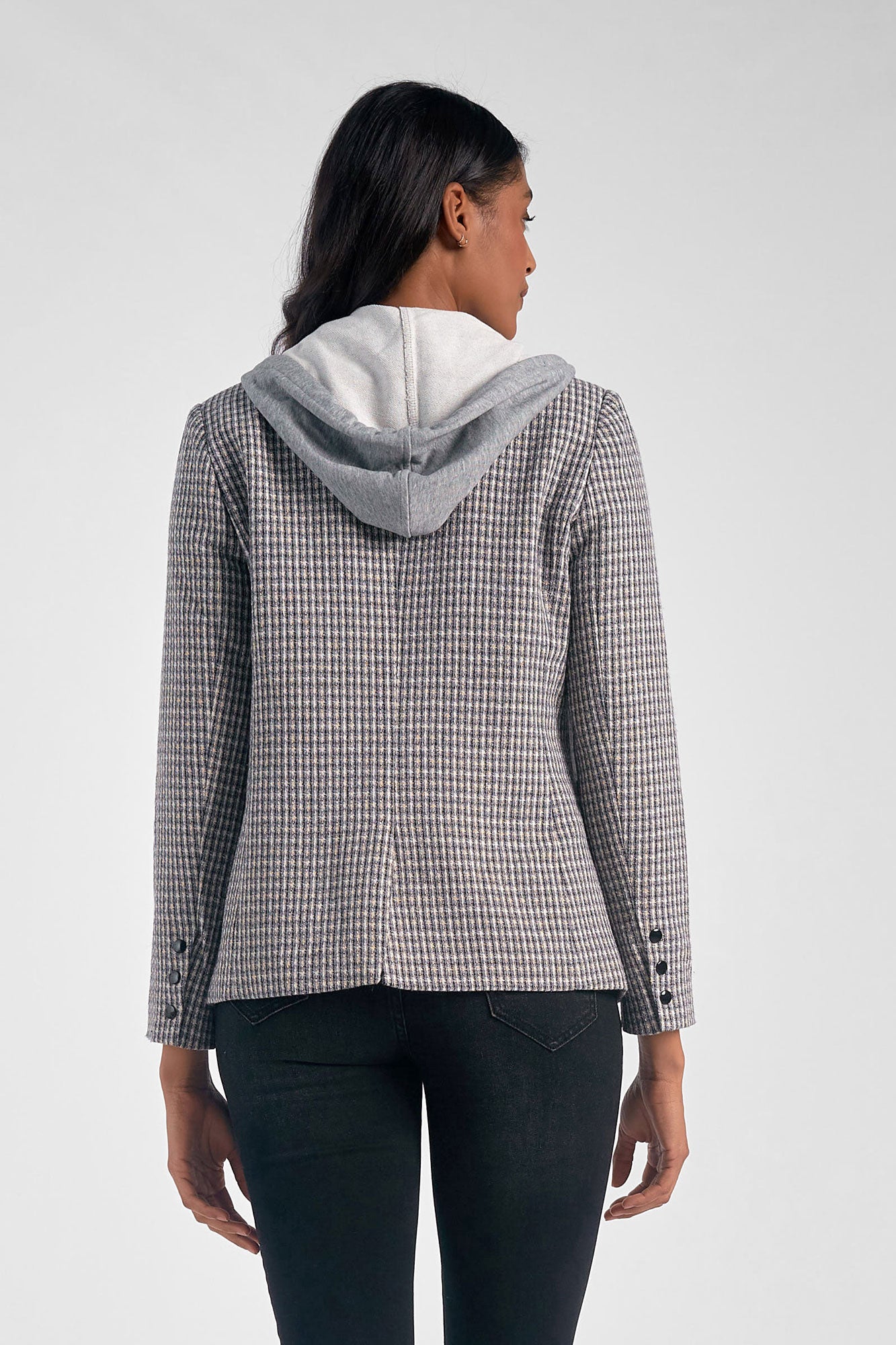Elan Grey Plaid Blazer with Grey Hoodie Insert