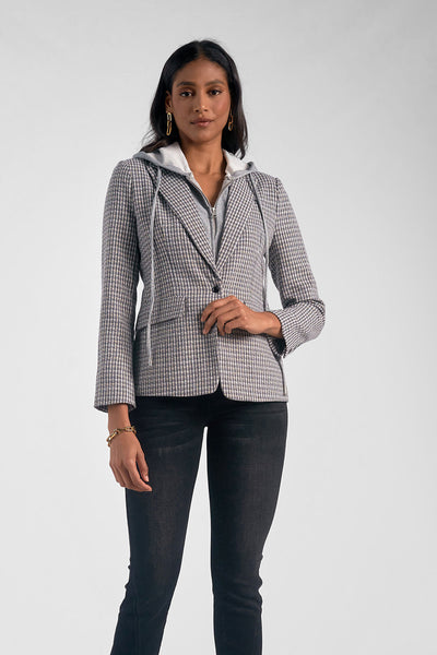 Elan Grey Plaid Blazer with Grey Hoodie Insert