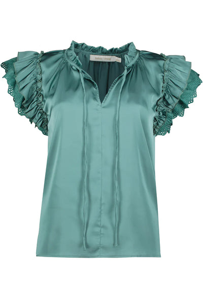 Bishop + Young Sea Green Flutter Sleeve Top