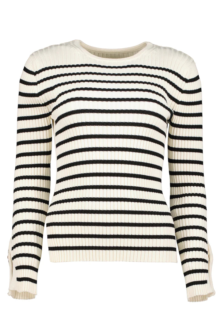 Bishop & Young Athene Ivory/Black Stripe Ribbed Sweater