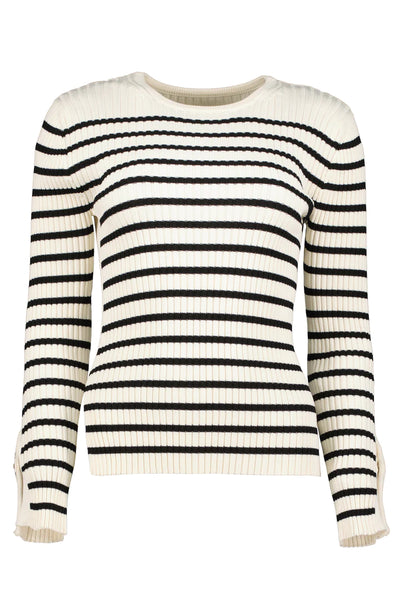 Bishop & Young Athene Ivory/Black Stripe Ribbed Sweater