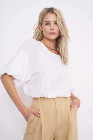 Project Social T White Puff Sleeve Top