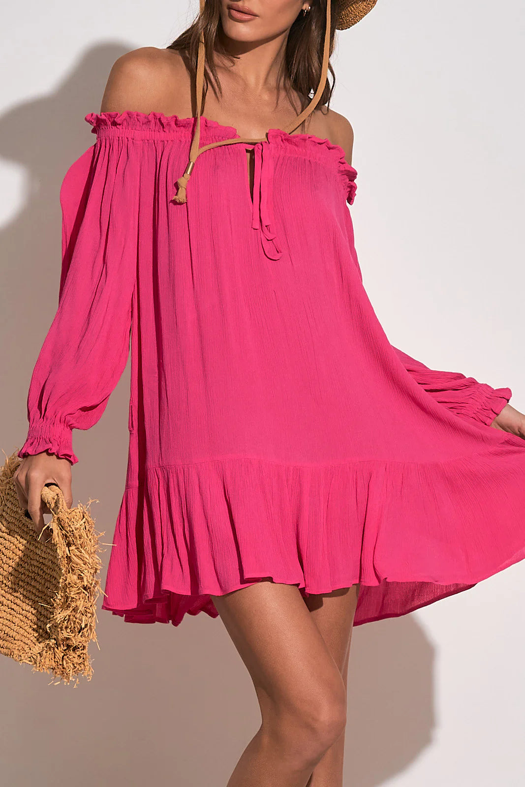 Elan Pink Off The Shoulder Mini Dress