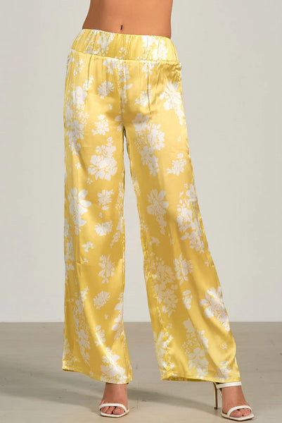 Elan Celery Print Wide Leg Pants