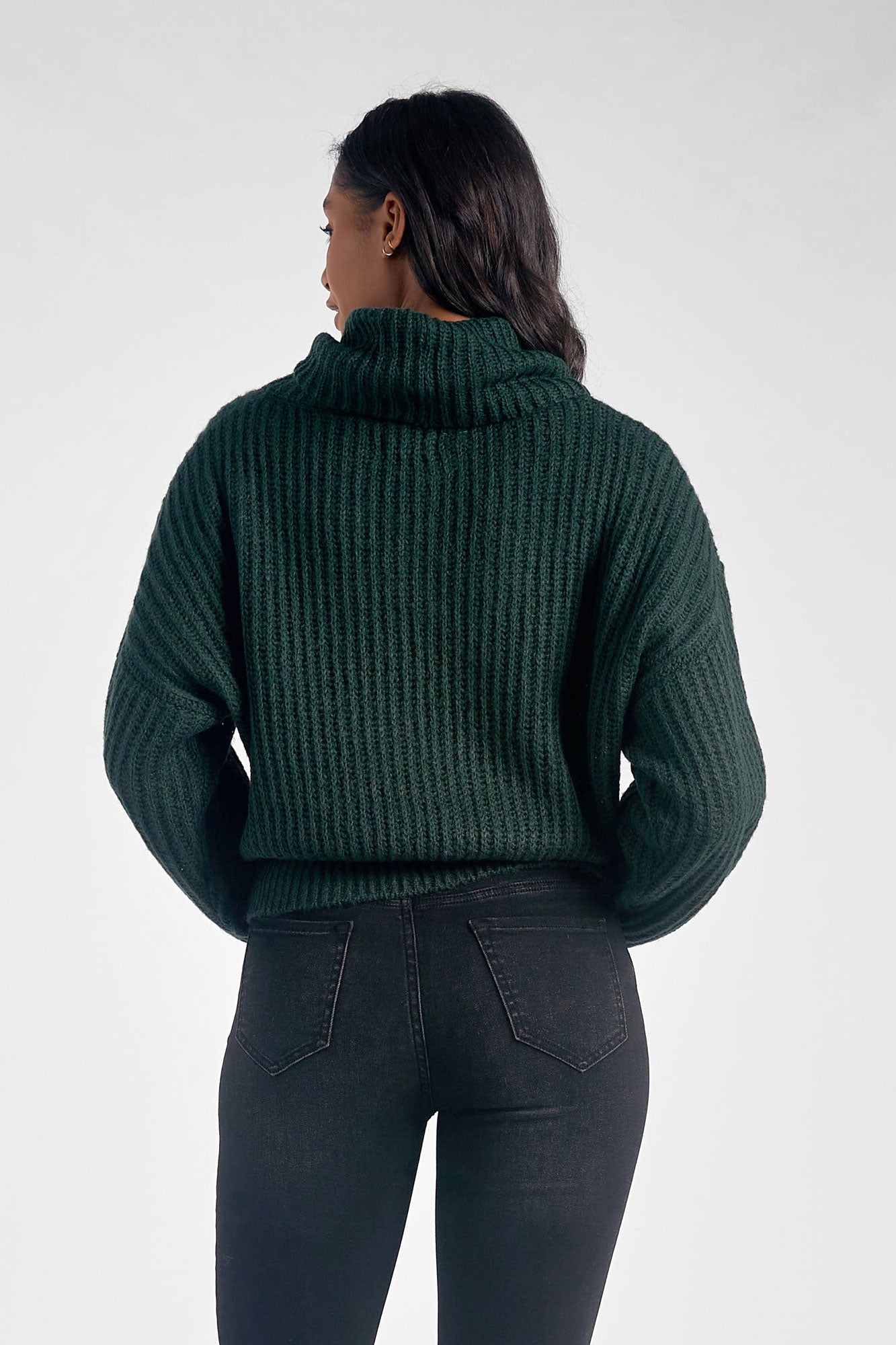 Elan Evergreen Ribbed Turtleneck Sweater