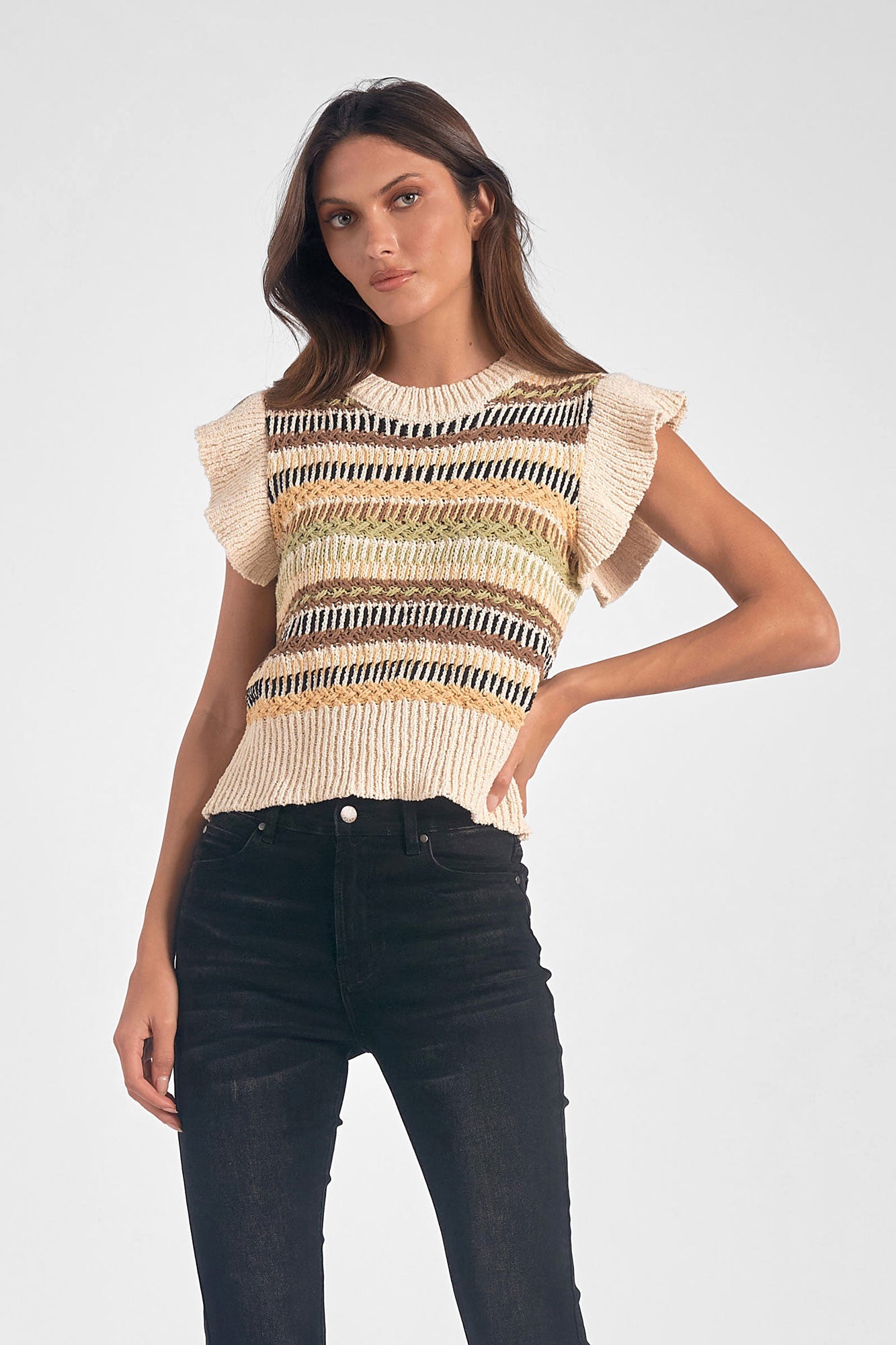 Elan Mint Multi Crewneck Sweater