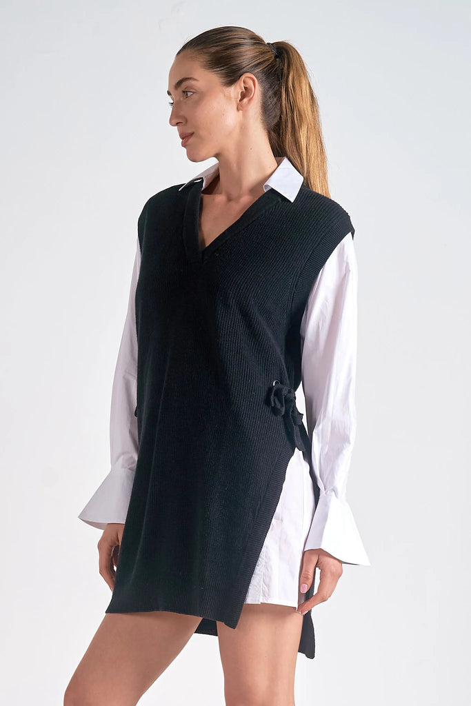 Black White Shirt Sweater Dress at Maria Vincent Boutique Black White Shirt Sweater Dress at Maria Vincent Boutique